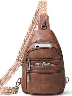 Leresas 7L Sling Bag Vegan Leather Crossbody Fanny Pack Backpack